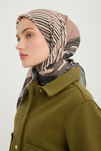 Schaless Night and Day - Mink - Efilia Patterned Scarf - 90X90 cm