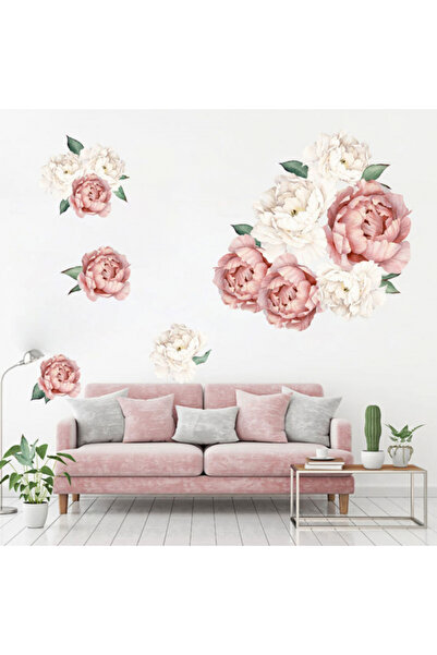 MaffStuff Sticker decorativ perete flori albe și roz🌸🤍 50x70 cm, rezistent ...