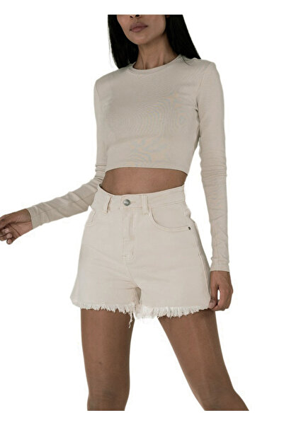 Nina Carter beige cropped jeans with fringed ends J231-25 M7