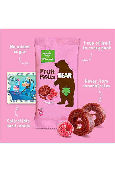 BEAR Fru Roll Raspbe Mpk 100g Pack of 6