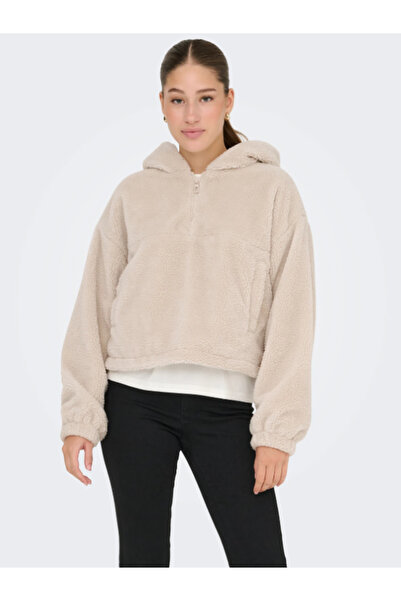 ONLY Onlsiena Teddy Anorak Life Cc Otw Kadın Kpüşonlu Fermuar Yaka Polar