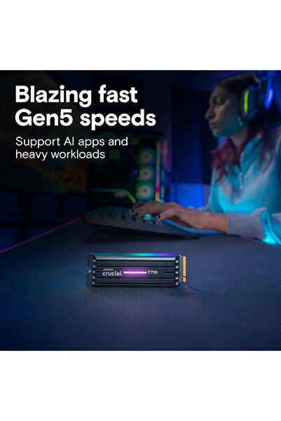 Crucial T710 2Tb Pcie Gen5 Nvme M.2 Ssd Ct2000T710Ssd5 with Cooler Heatsink