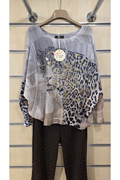 Park Moda Bluză mercerizată cu model mixt de leopard