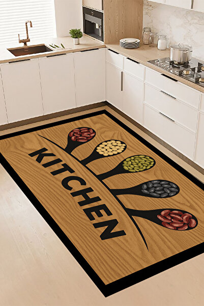 ferahome Dijital Baskı Modern Desenli Kaymaz Dot Taban Yıkanabilir Mutfak Hal...