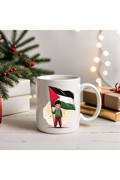 ALPŞAN TİCARET كوب بتصميم علم فلسطين مع شعار الحرية الفلسطينية