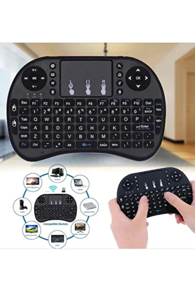 Epilons Smart Tv Box Ps3 Uyumlu Kablosuz Dokunmatik Işıklı Şarjlı Touchpadli Mini Q Klavye