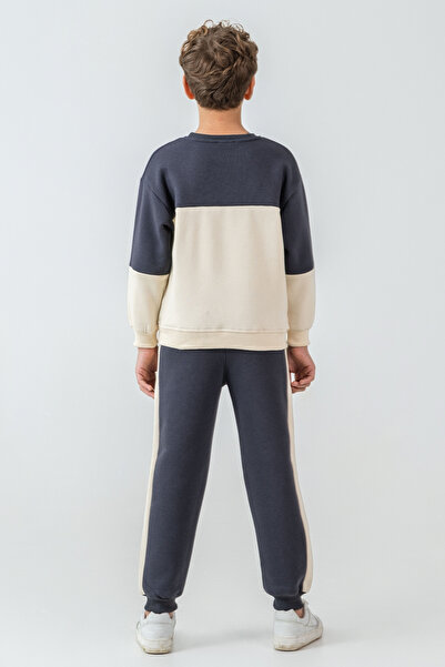 AHENGİM Boy's Brooklyn Skat Clup Printed 3 Thread Thick Winter Tracksuit Set Ak4228