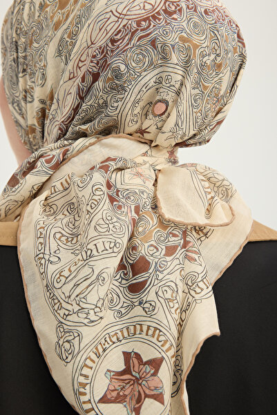 Schaless Endless Love - Light Mink - Efilia Patterned Scarf - 90X90 cm