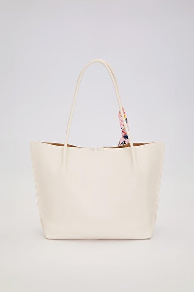 Levidor Cream Scarf Detailed Shoulder Bag