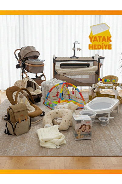 modabebekler 32 Parça Bebek Çeyiz Seti – Bebek Arabası, Park Beşik, Ana Kucağı.Robot yürüteç daha fazlası