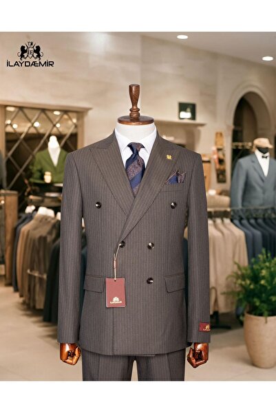 ilayda emir İTALYAN KESİM KRUVAZE ÇİZGİLİ ERKEK TAKIM ELBİSE