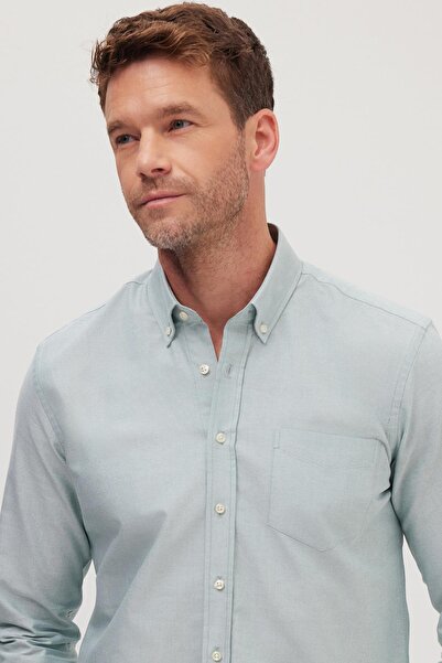 Tudors Erkek Regular Fit Klasik Kesim Premium Oxford %100 Pamuk Mint Gömlek