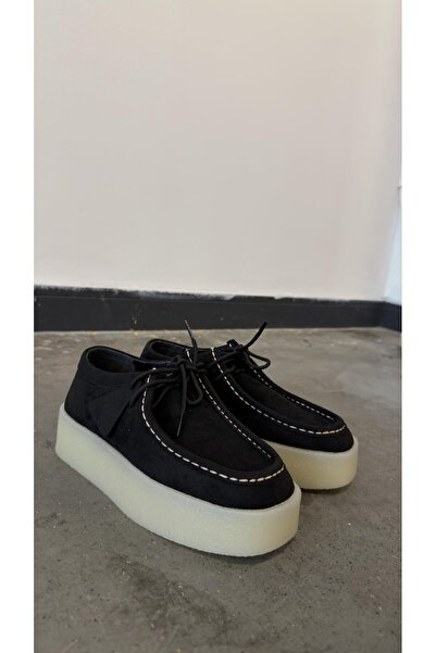 Eataly Shoes Siyah Süet Bağcıklı Kadın Ayakkabı