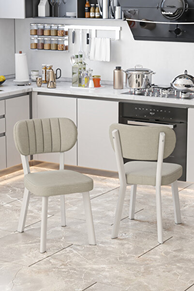 Mygusi Hazal Mutfak Sandalyesi, Yemek, Bahçe, Kafe, Modern Sandalye 1 Adet - Krem