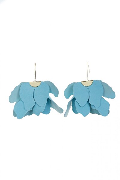 HAIArt Handmade leather floral earrings - Aqua Blue