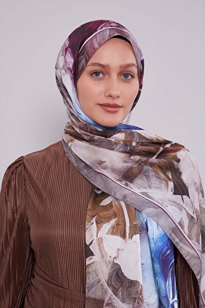 Levidor Mink Mixed Leaf Pattern Indian Silk Shawl