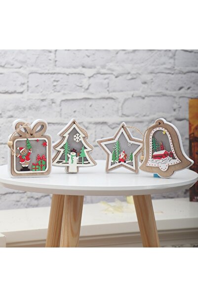 Bibilel LED Wooden Christmas Tree Ornament, Gift Model, Multicolor