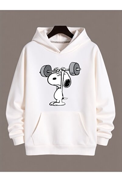 ArtYus سويت شيرت بقلنسوة كبير الحجم من القطن المطبوع عليه سنوبي ملون للجنسين