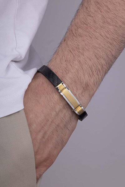 Gümüş Pazarım سوار جلدي للرجال بلونين مع أداة فولاذية