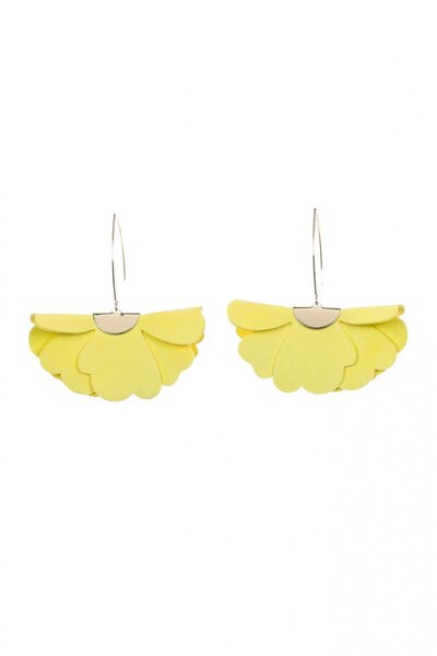 HAIArt Handmade leather floral earrings - Bright Yellow