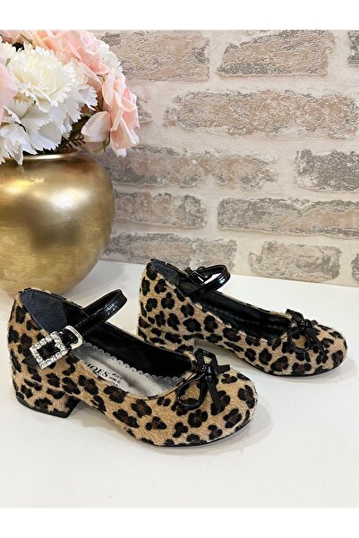 ROSE SHOES KİDS Luna Leopard Fur Stone Evening Shoes
