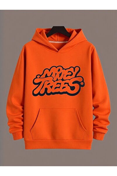 ArtYus سويت شيرت بقلنسوة كبير الحجم من القطن مطبوع عليه أشجار المال الملونة ل...