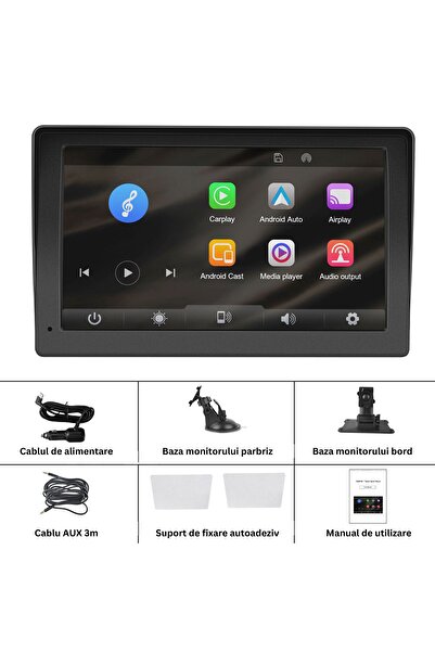MaxTech Navigatie Auto GPS Portabila Wireless Carplay & Android MaxTech®, 3in1, Ecran tactil de 7"