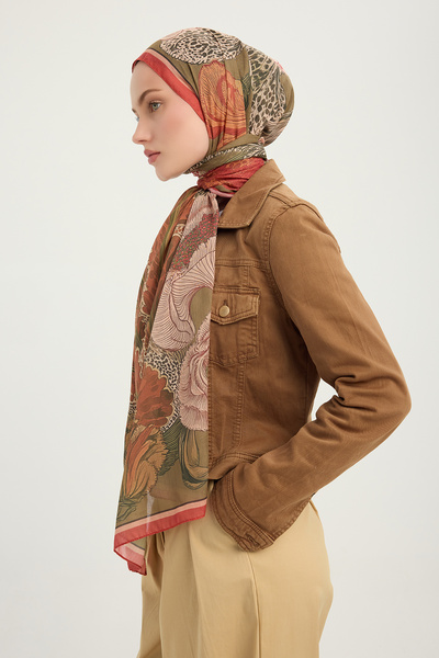 Schaless Mercan Bahçesi - Burgundy - Efilia Patterned Shawl - 70X190 cm