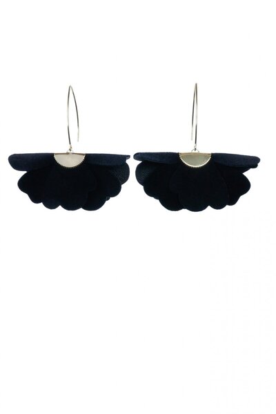 HAIArt Cercei florali din piele lucrați manual - Negri