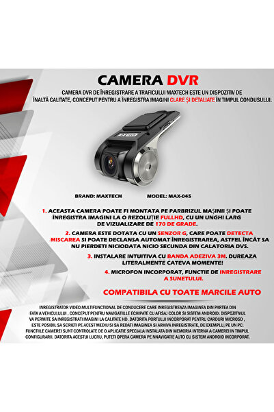 MaxTech Camera DVR inregistrare trafic FulllHD, grad 170, MaxTech®, Night Vision