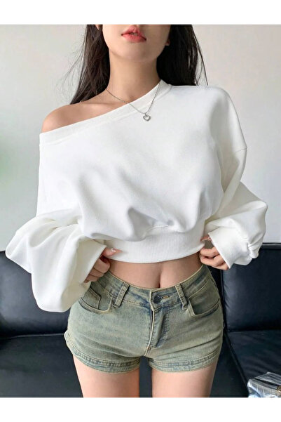 Keywest سترة نسائية قصيرة بأكمام بالون وياقة قارب مزخرفة