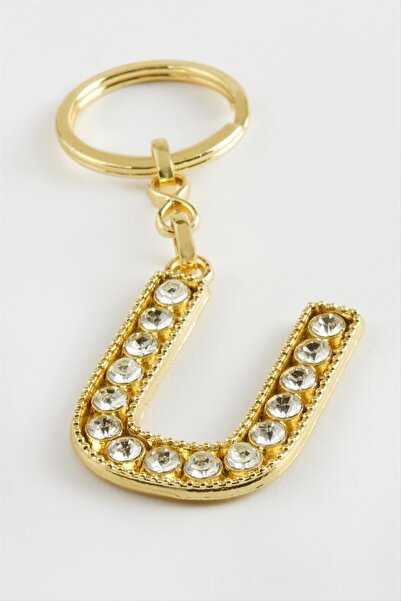 Marsilyan Yellow Colored Stone Letter Keychain