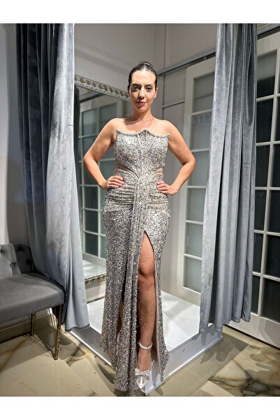 Abiye's BEYAZ BÜSTİYERLİ NİKAH NİŞAN SÖZ TAŞLI BALIK ELBİSE