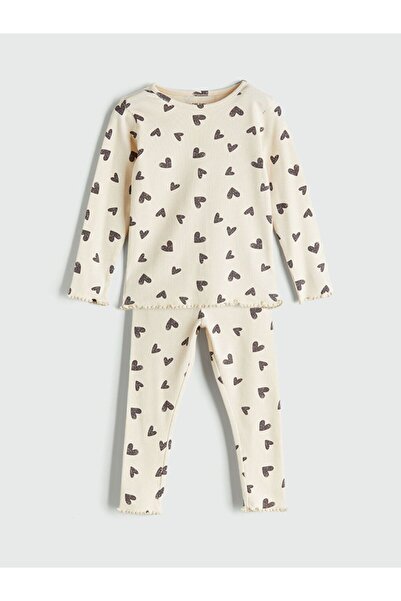 LC Waikiki Heart Printed Baby Girl Pajama Set