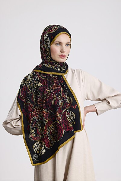 Yaqa SİYAH-GOLD RETRO TİBET ŞAL