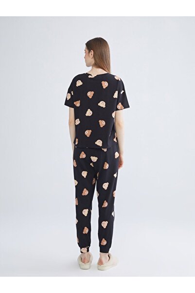 LC Waikiki LCW Young Bisiklet Yaka Ayı Baskılı Kadın Pijama Takımı