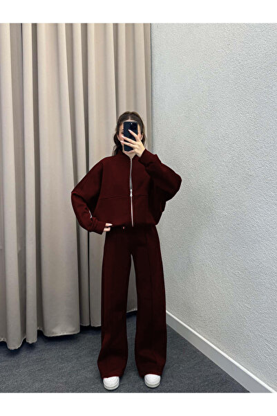 YAKAMEL KADIN BOMBER ÇIMALI HIRKA EŞOFMAN TAKIMI