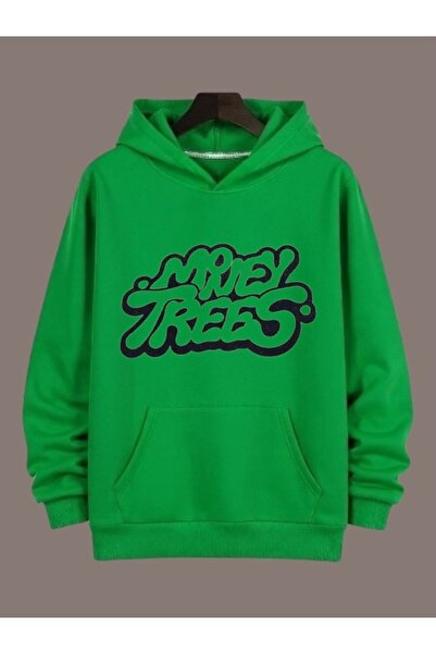 ArtYus سويت شيرت بقلنسوة كبير الحجم من القطن مطبوع عليه أشجار المال الملونة ل...