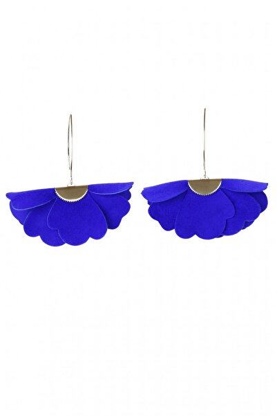 HAIArt Cercei florali din piele lucrați manual - Albastru electric