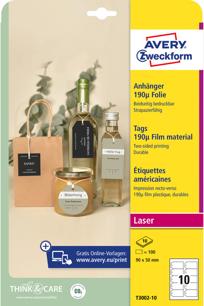 Avery Zweckform Etichete T3002-10, dimensiuni 90x50mm, colturi taiate, 10 eti...