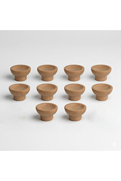 Badem10 Σετ κουμπιών Alegro 10 τεμαχίων από πλαστικό ανοιχτό καρυδιά με μονή βίδα για ντουλάπι κουζίνας, συρτάρι, λαβή ντουλάπας