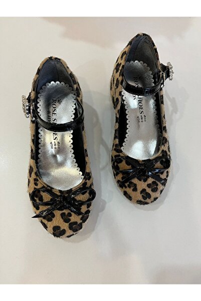 ROSE SHOES KİDS Luna Leopard Fur Stone Evening Shoes