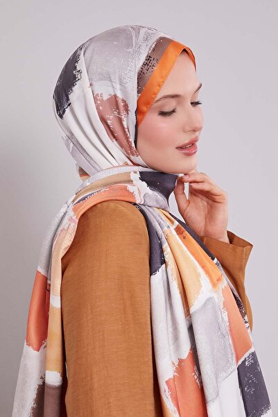 Levidor Orange Checker Pattern Twill Shawl