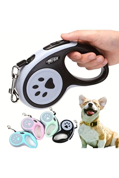 GOLD BE طوق تلسكوبي للحيوانات الأليفة مع خاصية الفرملة بزر واحد بطول 3 أمتار