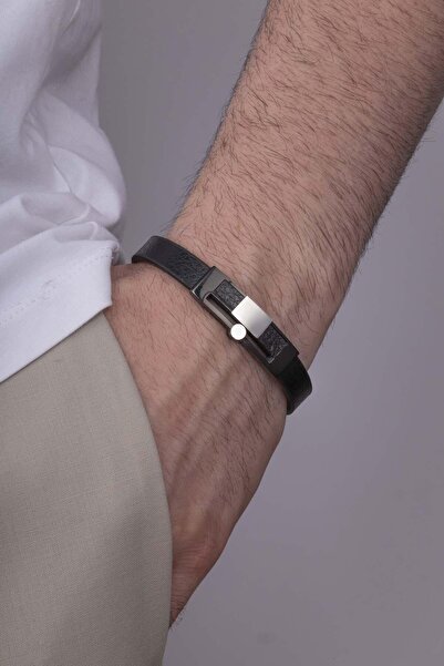 Gümüş Pazarım سوار جلدي رجالي كلاسيكي مزدوج اللون مع جهاز فولاذي