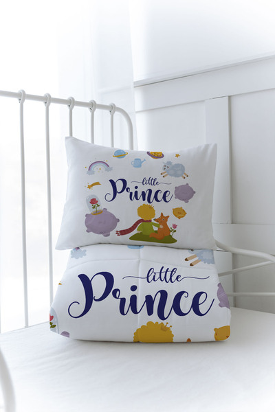 Tuğba Kuğu Organic Printed Baby (100X150) Quilt Set - for Baby Series - Little Prince and Fox