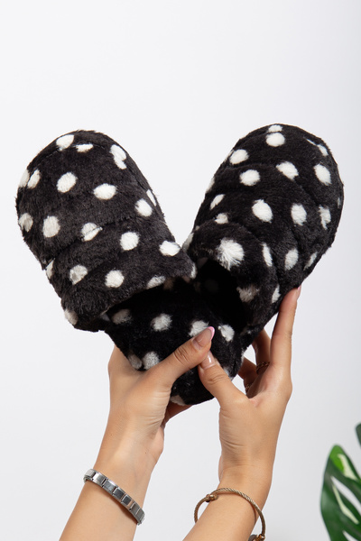 Jackers Γυναικείες παντόφλες με μοτίβο πουά, χειμερινές μαλακές άνετες παντόφ...