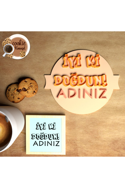 CookieKonsept Kişiye Özel İsimli Doğum Günü Kutlama Damgası – Kurabiye, Fonda...