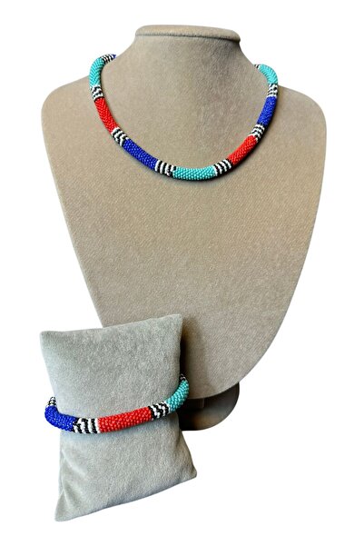 Uretti - Özlem 9422 5139 Handmade Prison Craft Sand Bead Necklace and Bracelet Set