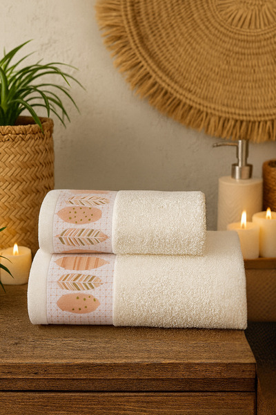 Casnack Σετ πετσετών μπάνιου 2 τεμαχίων με στάμπα Ayla Model